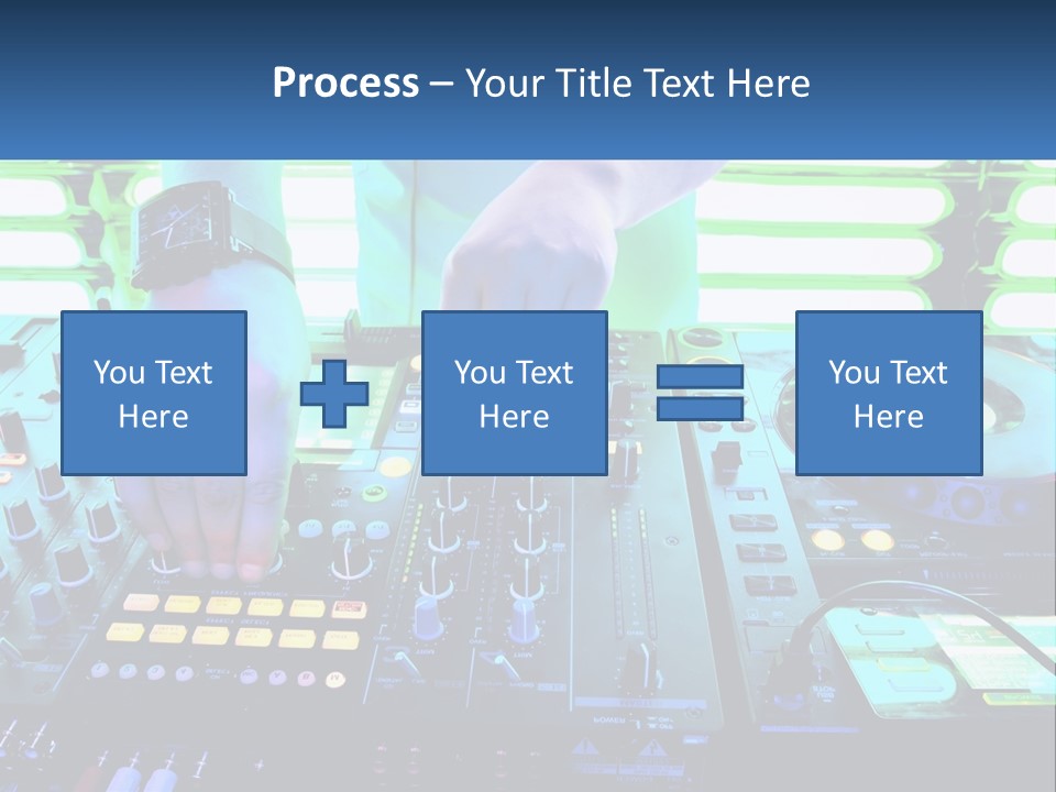 A Dj Mixing Music In Front Of A Dj's Equipment PowerPoint Template