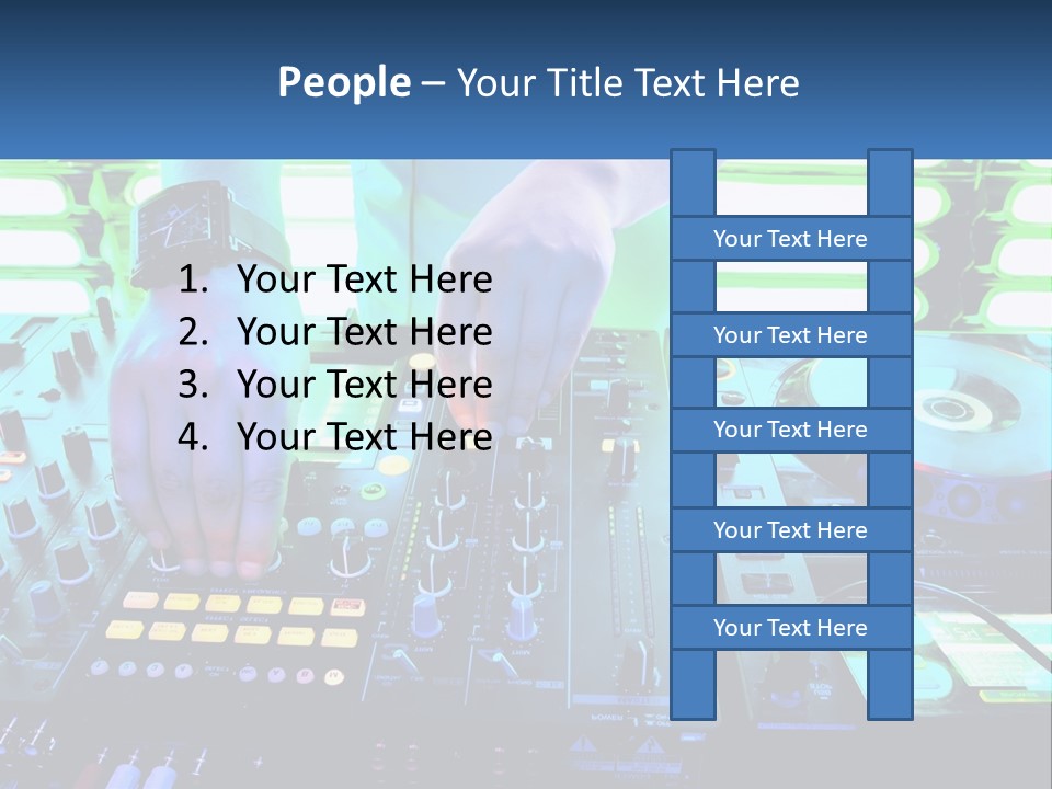 A Dj Mixing Music In Front Of A Dj's Equipment PowerPoint Template