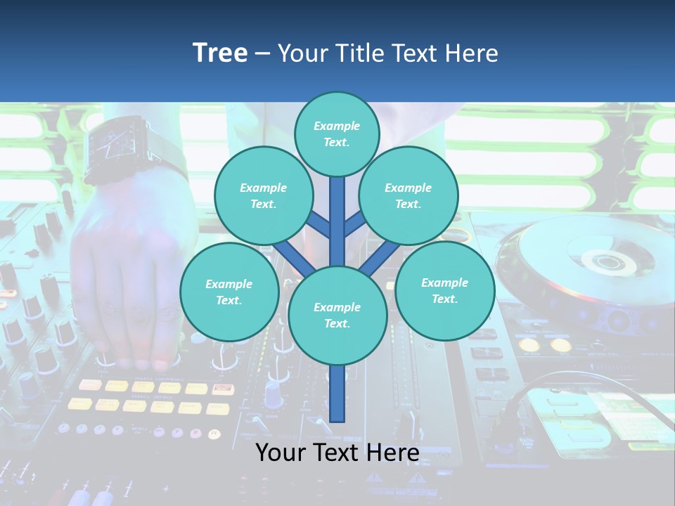A Dj Mixing Music In Front Of A Dj's Equipment PowerPoint Template