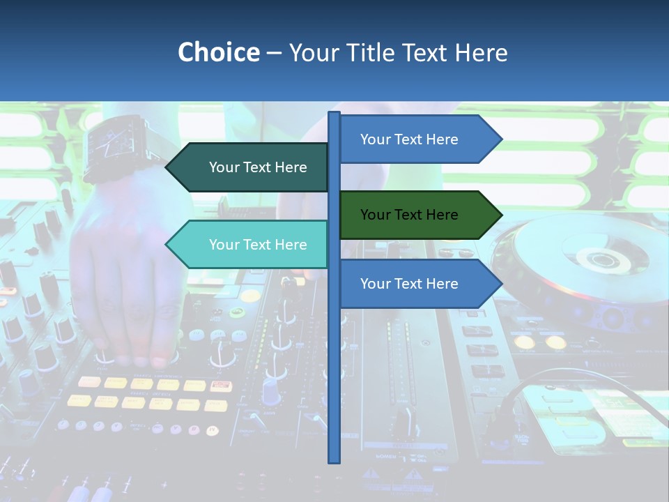A Dj Mixing Music In Front Of A Dj's Equipment PowerPoint Template