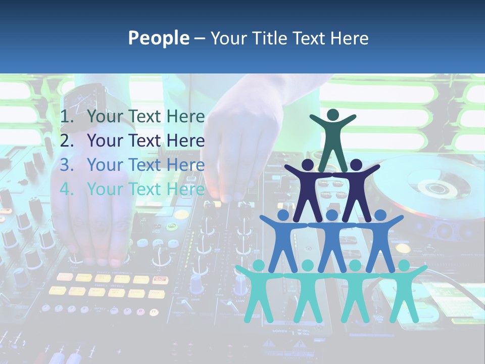 A Dj Mixing Music In Front Of A Dj's Equipment PowerPoint Template