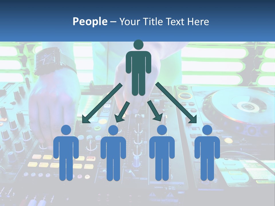 A Dj Mixing Music In Front Of A Dj's Equipment PowerPoint Template