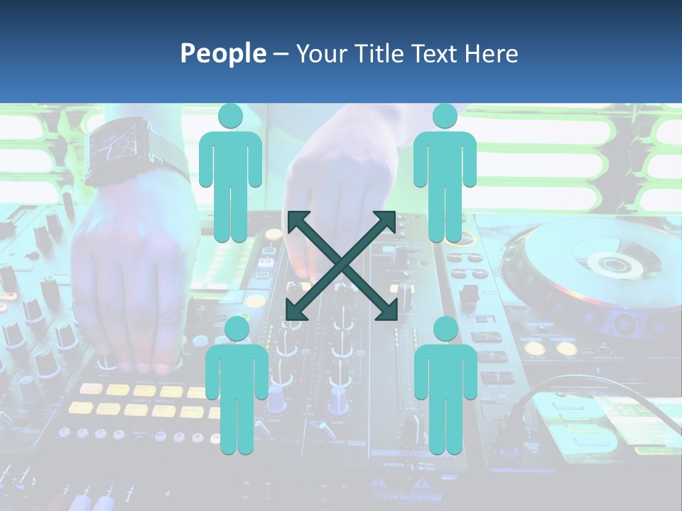 A Dj Mixing Music In Front Of A Dj's Equipment PowerPoint Template