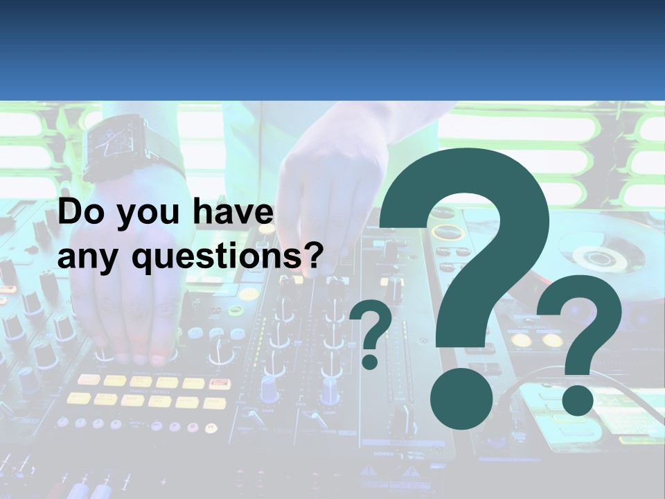 A Dj Mixing Music In Front Of A Dj's Equipment PowerPoint Template