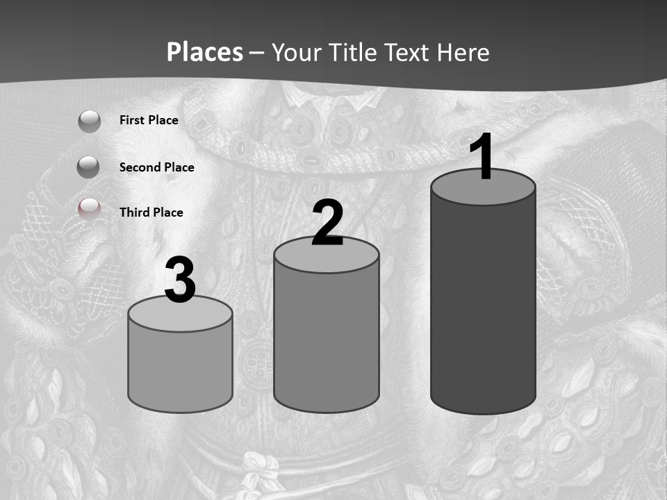 A Black And White Image Of A Man In A Medieval Costume PowerPoint Template