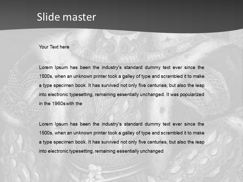 A Black And White Image Of A Man In A Medieval Costume PowerPoint Template