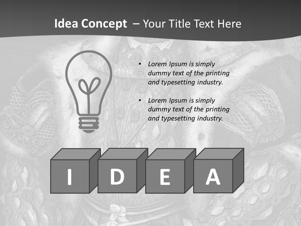 A Black And White Image Of A Man In A Medieval Costume PowerPoint Template