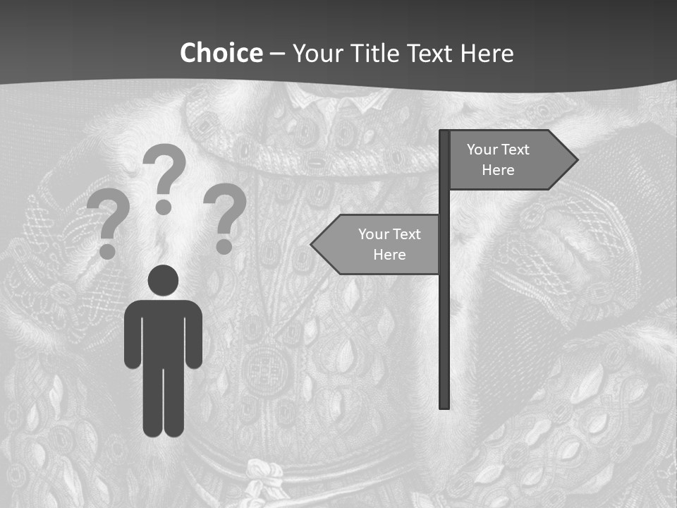 A Black And White Image Of A Man In A Medieval Costume PowerPoint Template