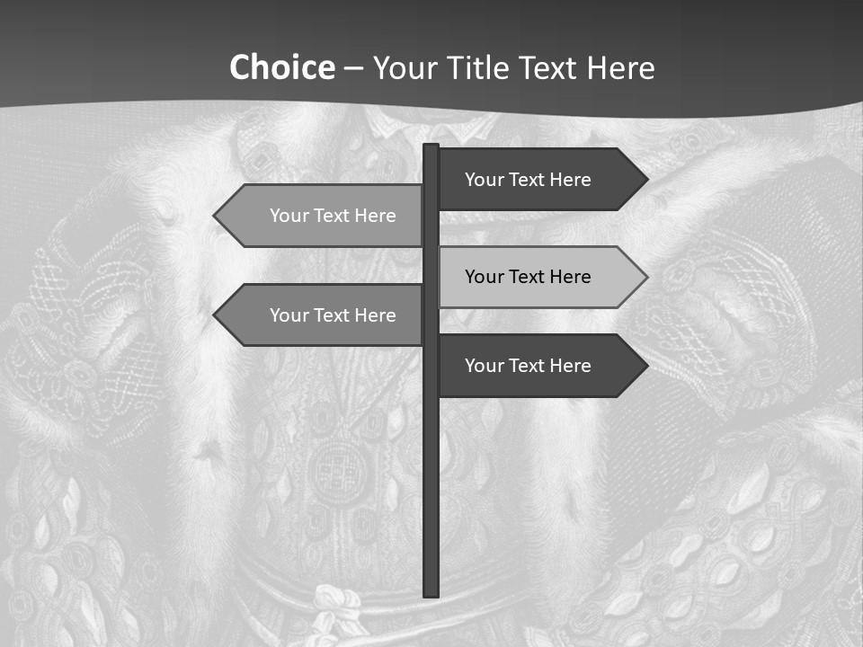 A Black And White Image Of A Man In A Medieval Costume PowerPoint Template