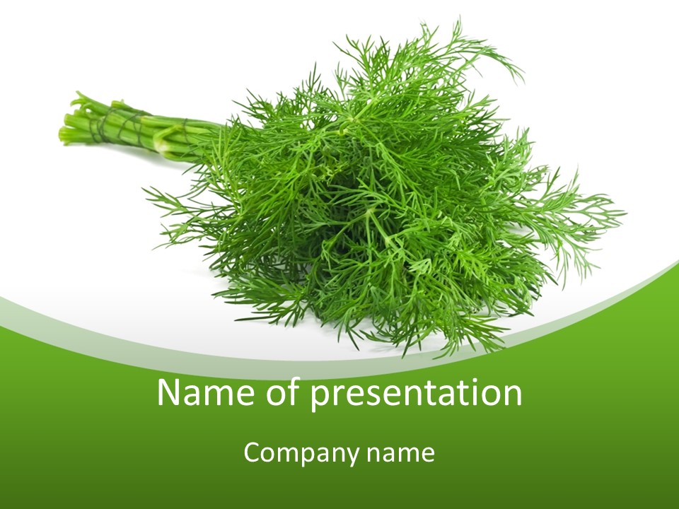 A Bunch Of Green Herbs On A White Background PowerPoint Template