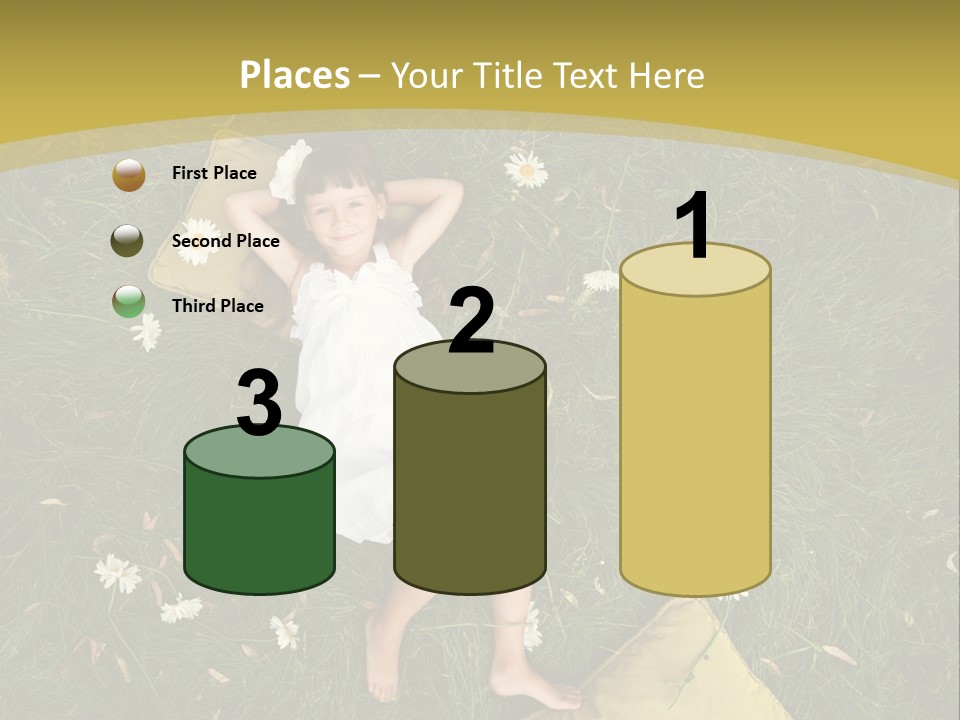 A Little Girl Laying In The Grass With Daisies PowerPoint Template