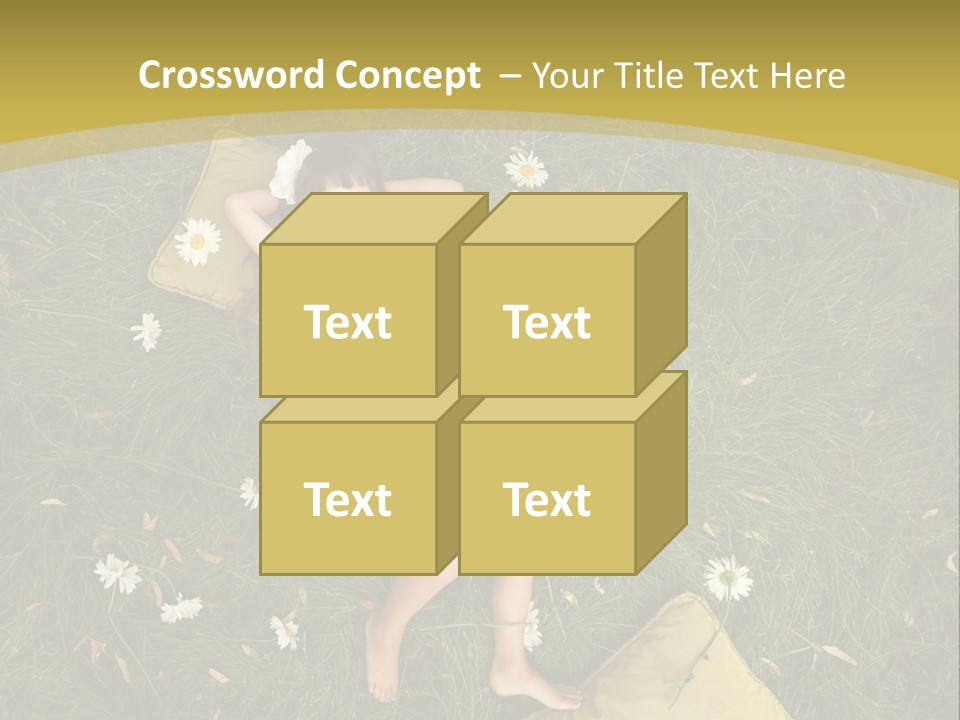 A Little Girl Laying In The Grass With Daisies PowerPoint Template