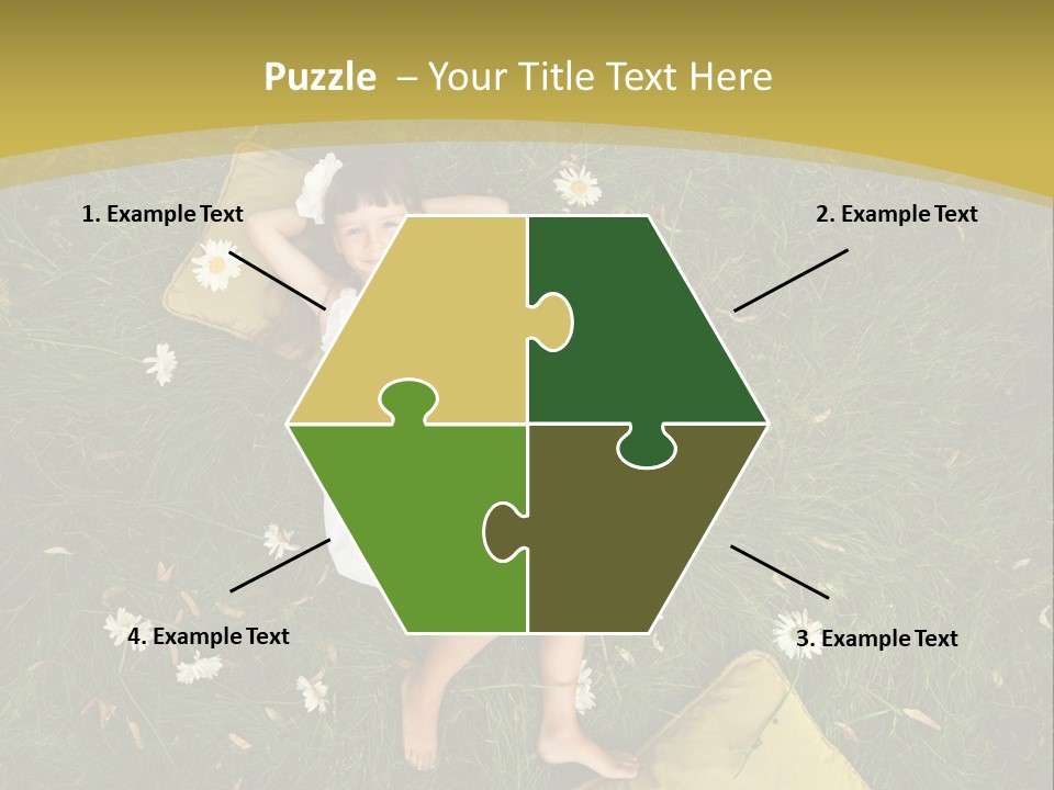 A Little Girl Laying In The Grass With Daisies PowerPoint Template