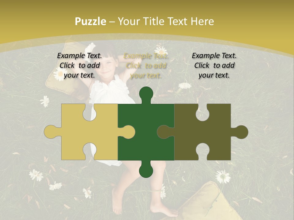 A Little Girl Laying In The Grass With Daisies PowerPoint Template