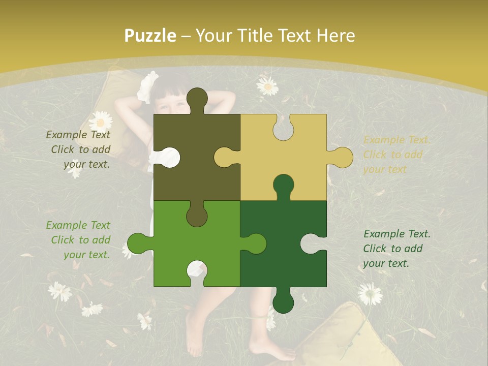 A Little Girl Laying In The Grass With Daisies PowerPoint Template