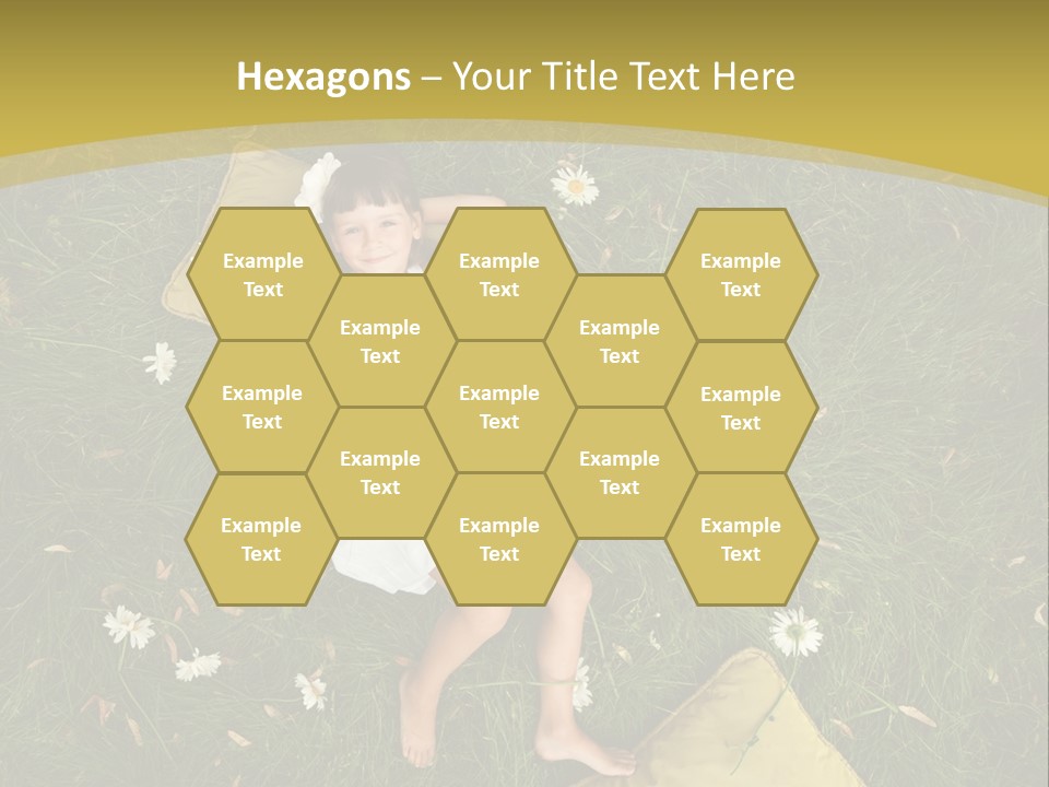 A Little Girl Laying In The Grass With Daisies PowerPoint Template