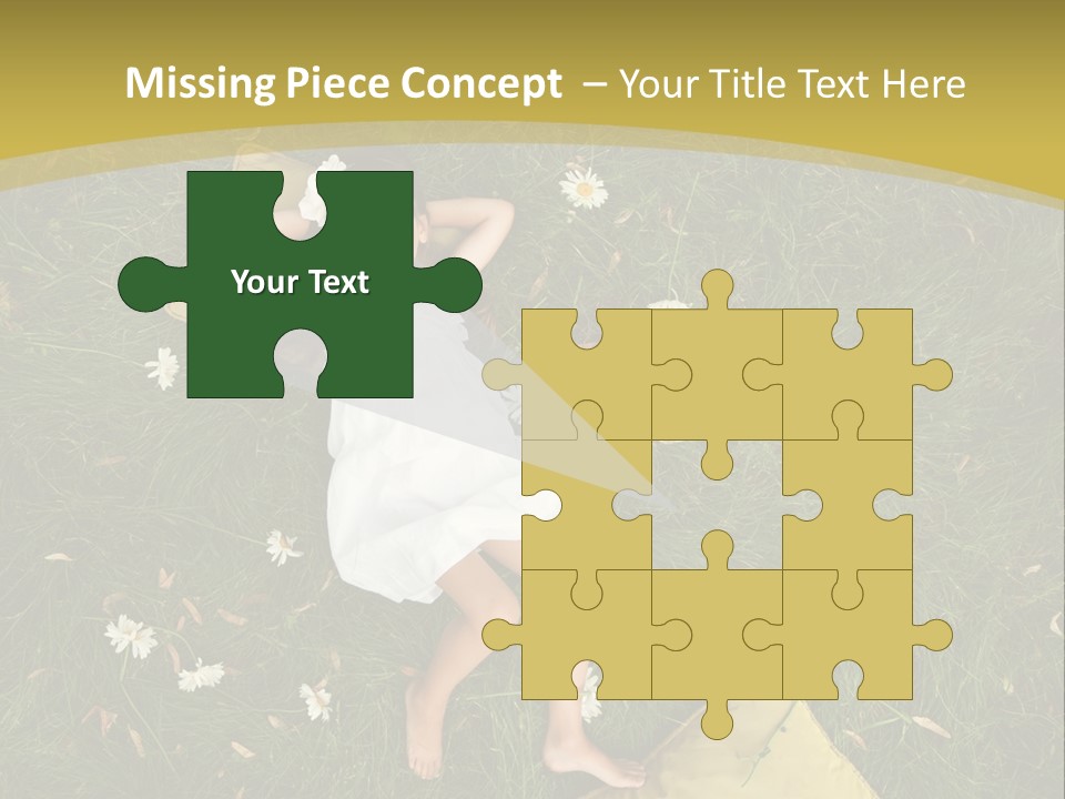 A Little Girl Laying In The Grass With Daisies PowerPoint Template