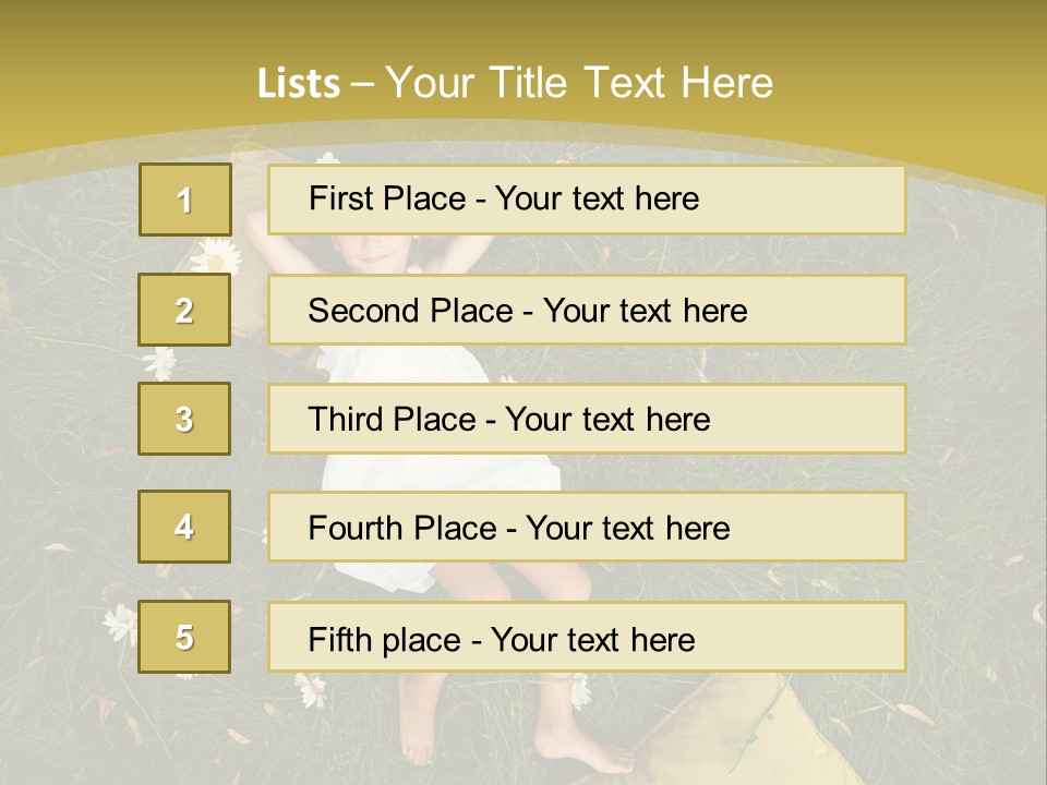 A Little Girl Laying In The Grass With Daisies PowerPoint Template