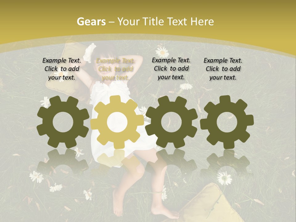 A Little Girl Laying In The Grass With Daisies PowerPoint Template