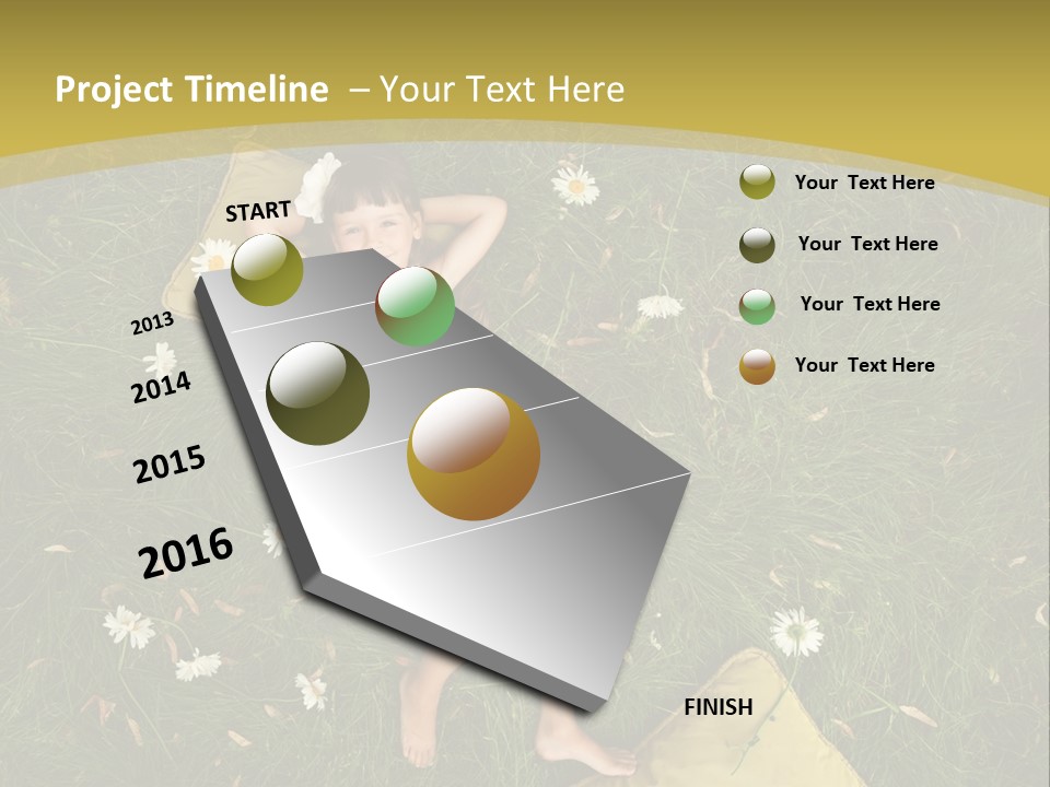 A Little Girl Laying In The Grass With Daisies PowerPoint Template