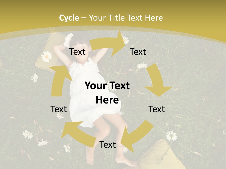 A Little Girl Laying In The Grass With Daisies PowerPoint Template