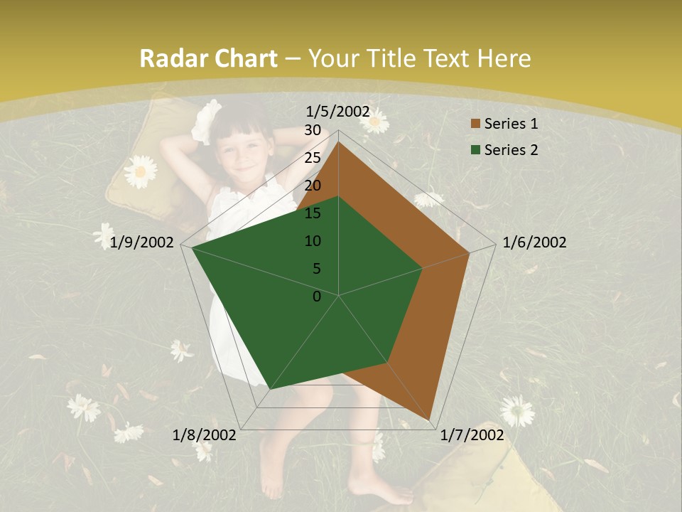 A Little Girl Laying In The Grass With Daisies PowerPoint Template