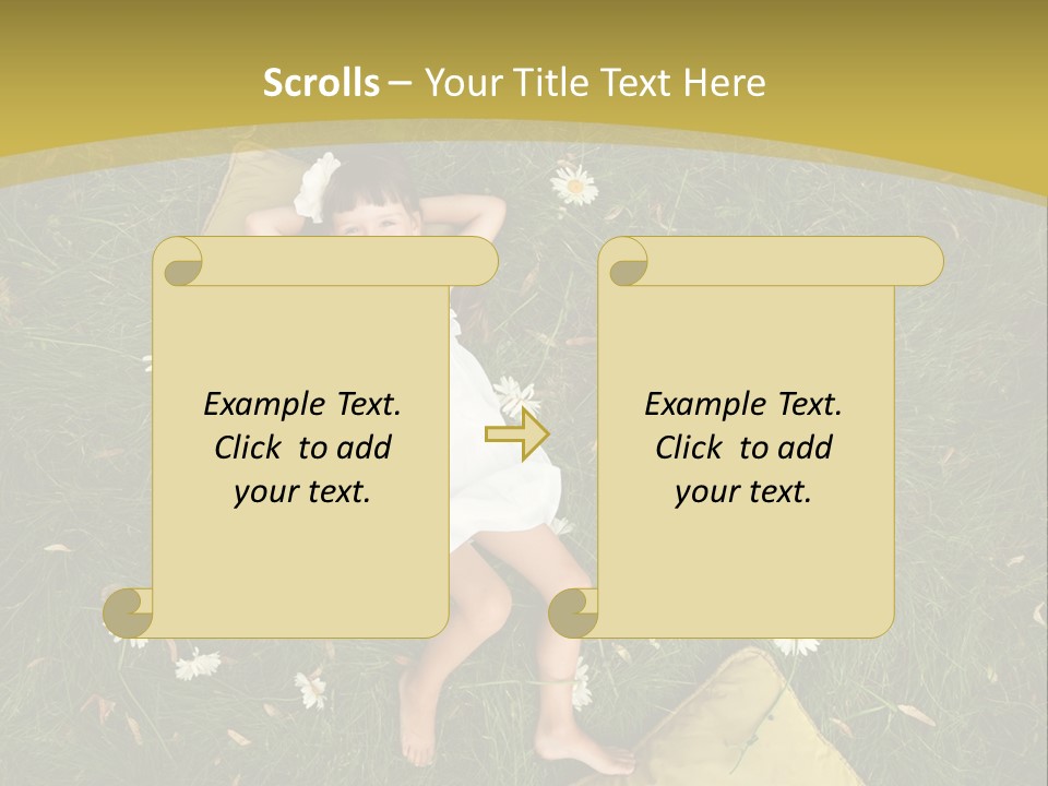 A Little Girl Laying In The Grass With Daisies PowerPoint Template