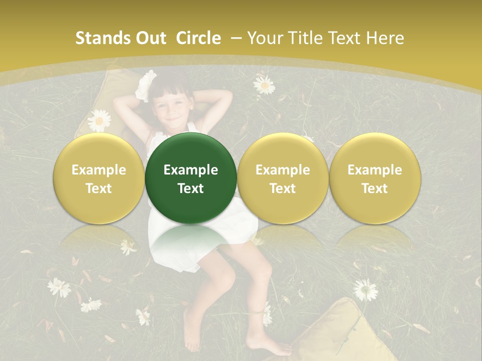 A Little Girl Laying In The Grass With Daisies PowerPoint Template