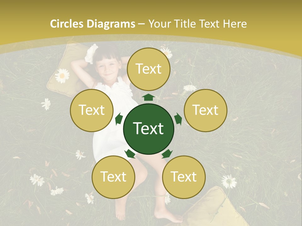 A Little Girl Laying In The Grass With Daisies PowerPoint Template