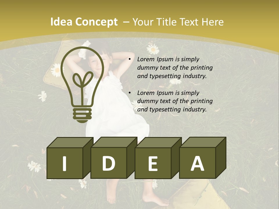 A Little Girl Laying In The Grass With Daisies PowerPoint Template