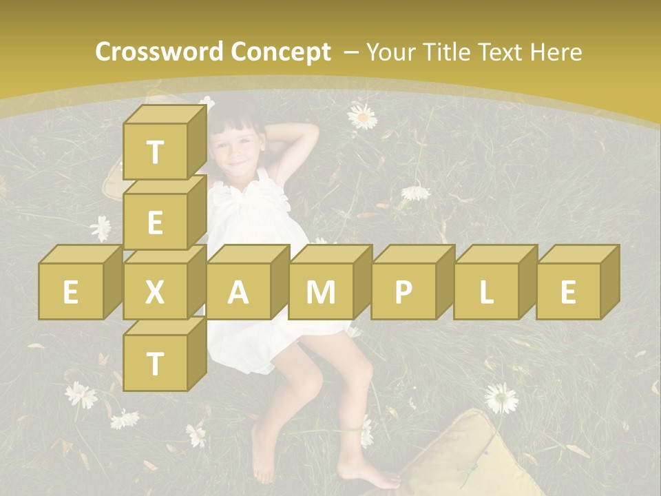 A Little Girl Laying In The Grass With Daisies PowerPoint Template