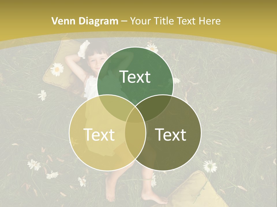 A Little Girl Laying In The Grass With Daisies PowerPoint Template
