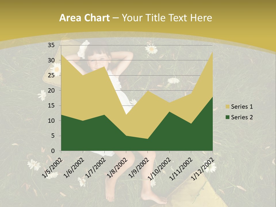 A Little Girl Laying In The Grass With Daisies PowerPoint Template