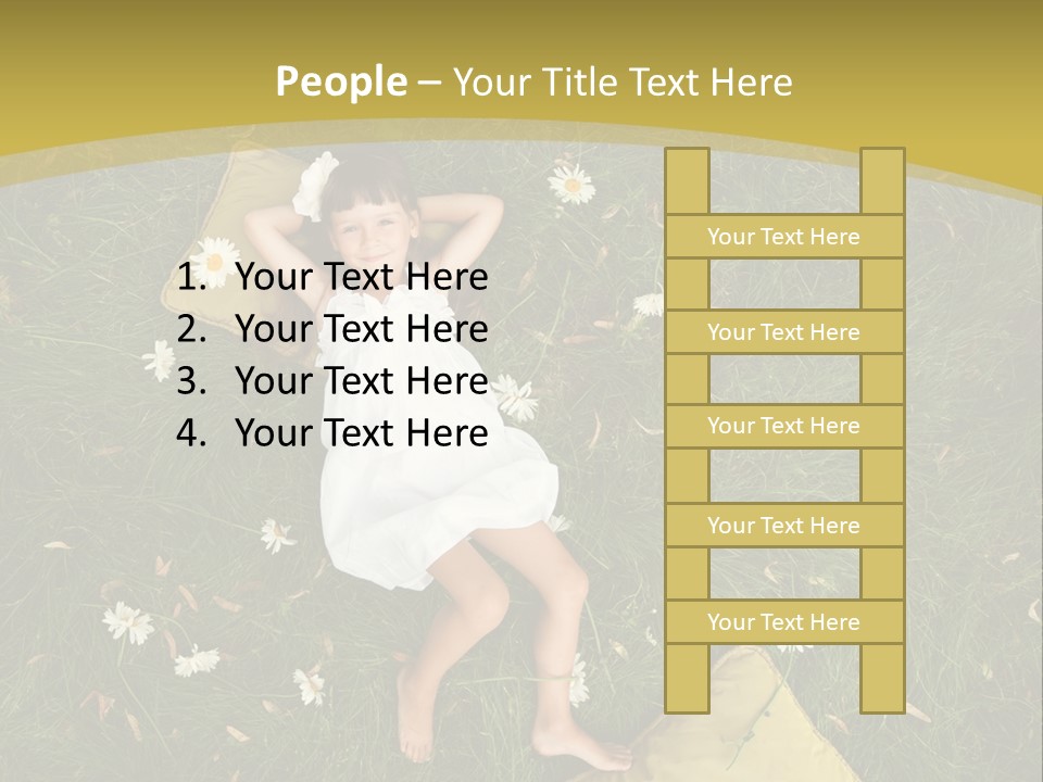 A Little Girl Laying In The Grass With Daisies PowerPoint Template