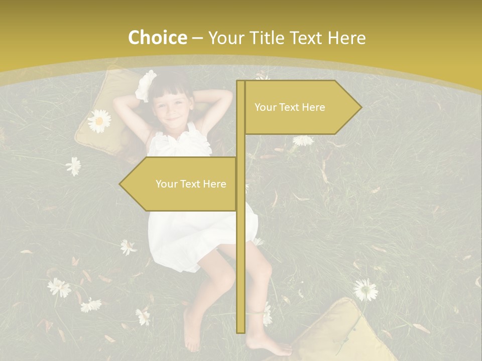 A Little Girl Laying In The Grass With Daisies PowerPoint Template