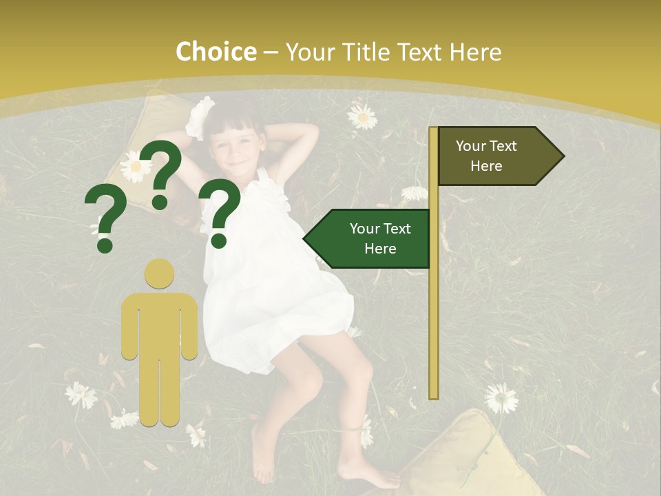 A Little Girl Laying In The Grass With Daisies PowerPoint Template