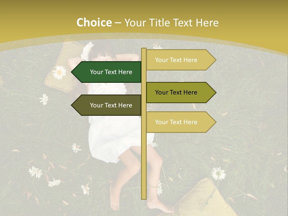 A Little Girl Laying In The Grass With Daisies PowerPoint Template