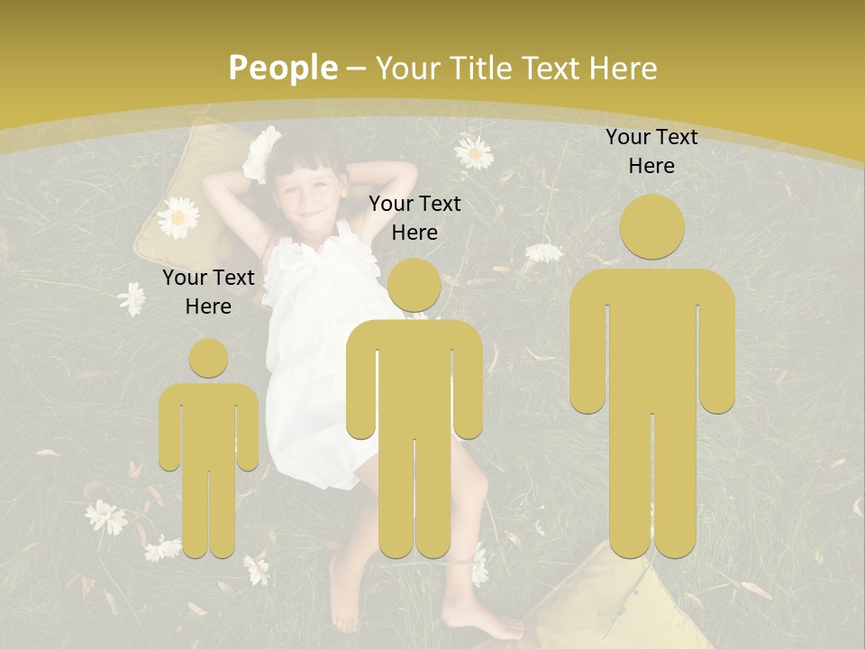 A Little Girl Laying In The Grass With Daisies PowerPoint Template