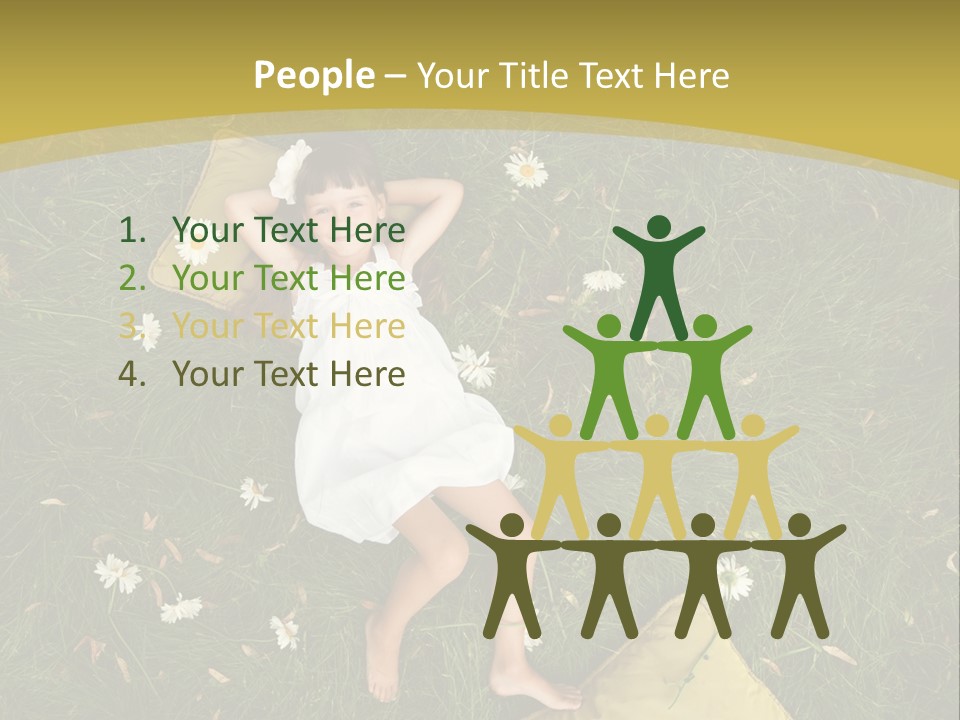 A Little Girl Laying In The Grass With Daisies PowerPoint Template