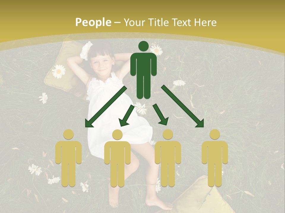 A Little Girl Laying In The Grass With Daisies PowerPoint Template