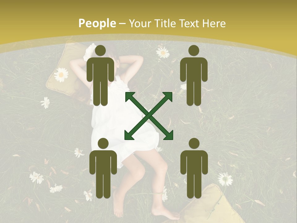 A Little Girl Laying In The Grass With Daisies PowerPoint Template