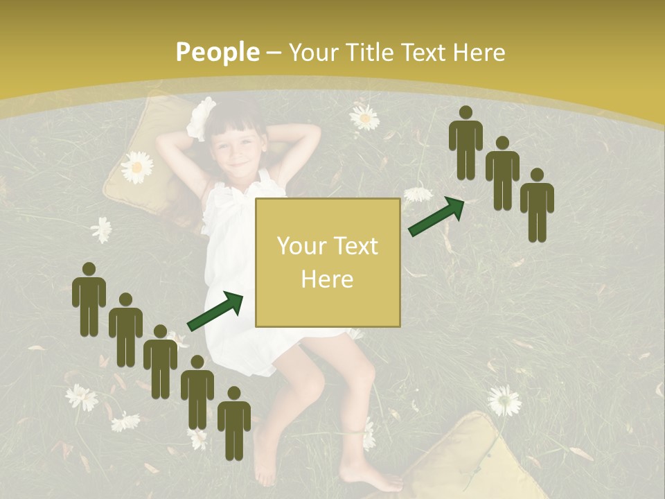 A Little Girl Laying In The Grass With Daisies PowerPoint Template