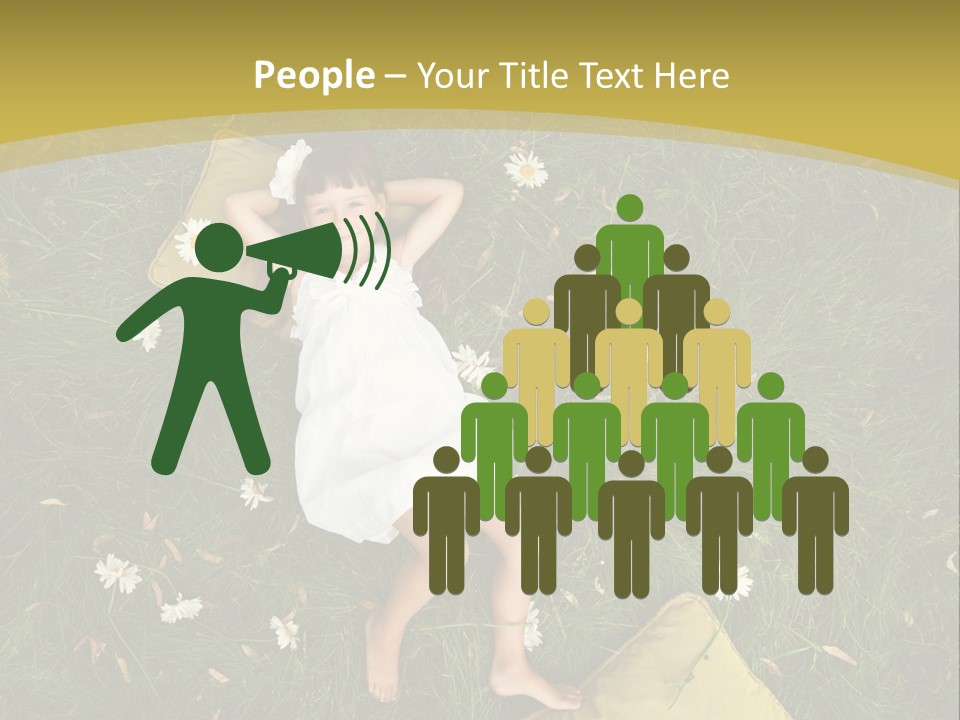 A Little Girl Laying In The Grass With Daisies PowerPoint Template