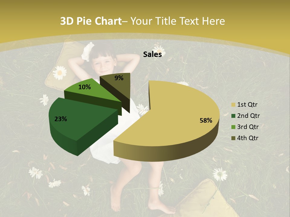 A Little Girl Laying In The Grass With Daisies PowerPoint Template