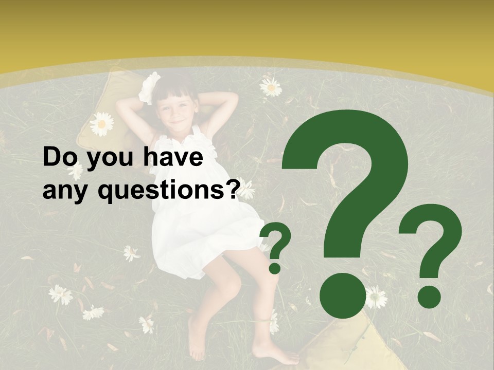 A Little Girl Laying In The Grass With Daisies PowerPoint Template