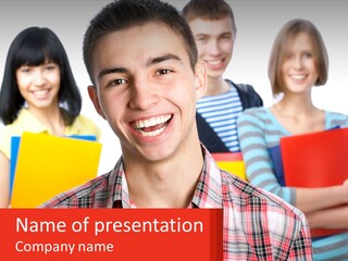 A Group Of People Holding Folders In Front Of A White Background PowerPoint Template