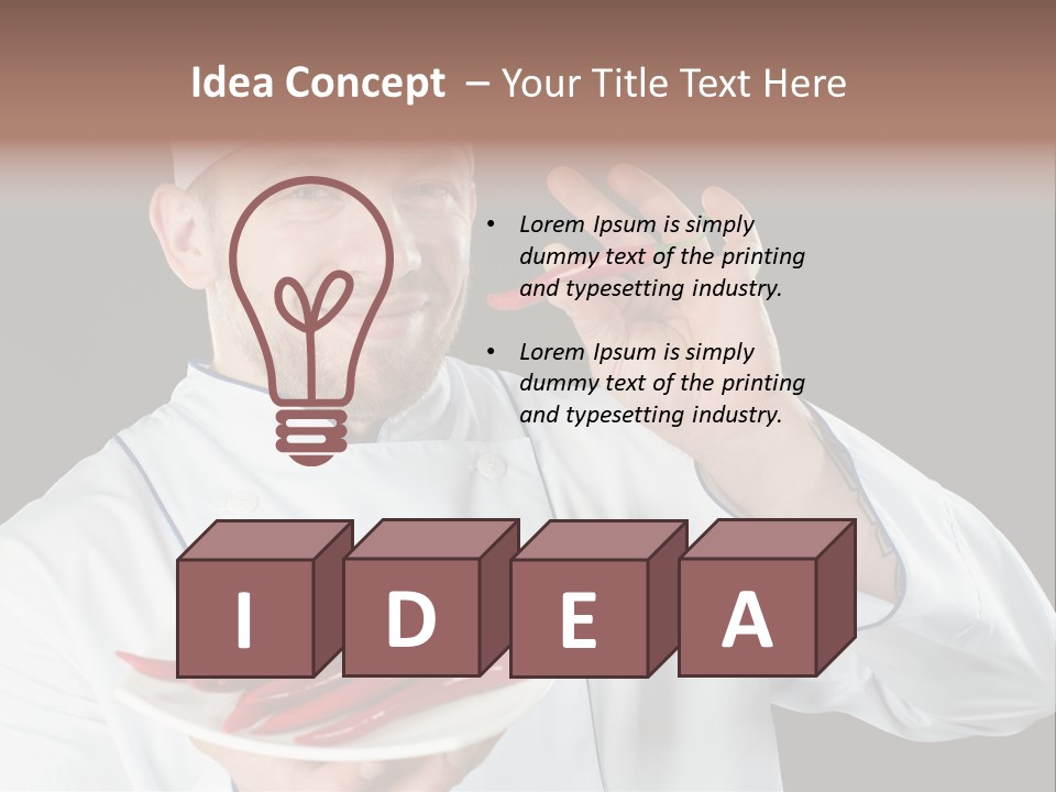 A Man In A Chef's Uniform Holding A Chili PowerPoint Template