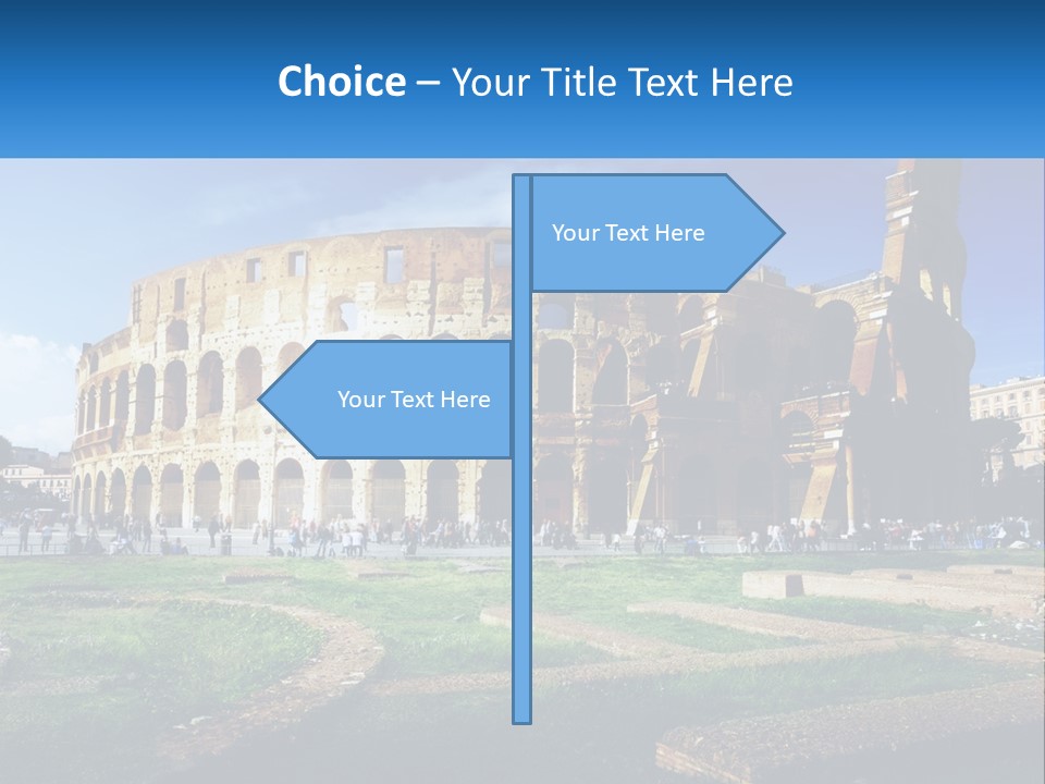 A Picture Of A Roman Colossion With A Blue Sky In The Background PowerPoint Template