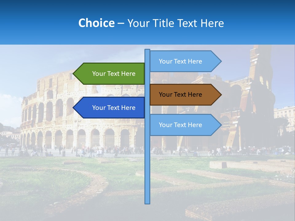 A Picture Of A Roman Colossion With A Blue Sky In The Background PowerPoint Template
