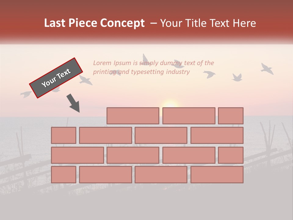 A Flock Of Birds Flying Over The Ocean At Sunset PowerPoint Template